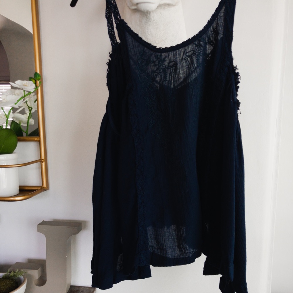 Free people embroidered tank camp XS